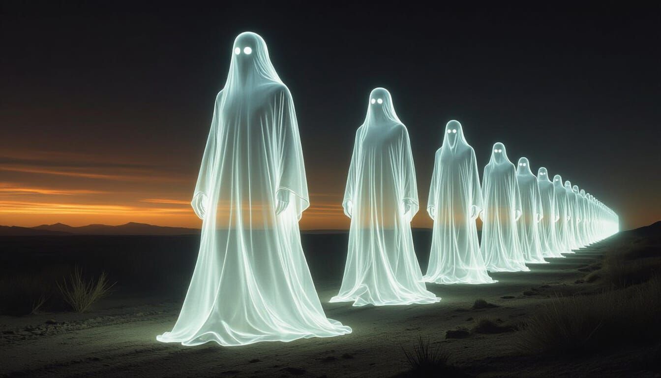 Infinite Ghostly Figures Marching Towards the Horizon