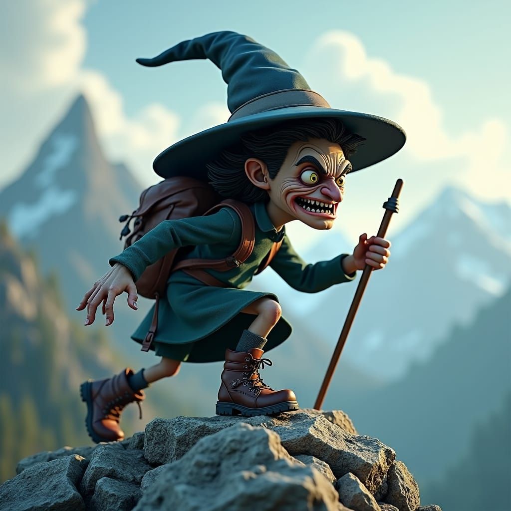 Angry Witch in Tim Burton Style, 3D Render