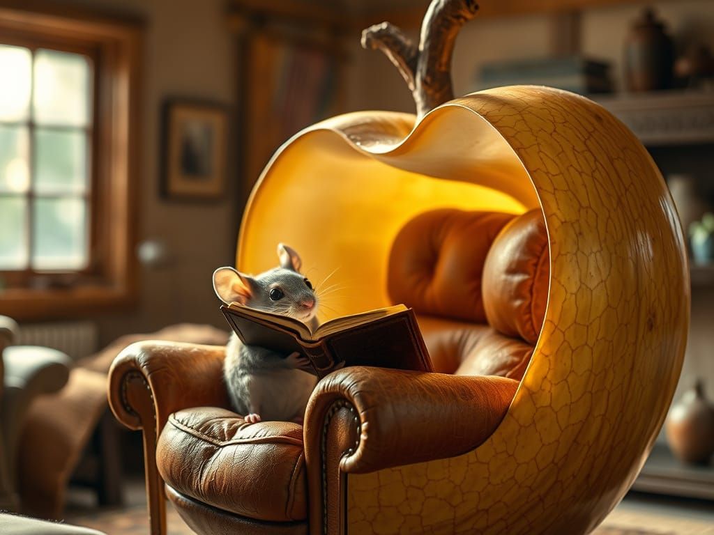 Whimsical Mouse in a Golden Apple Sanctuary