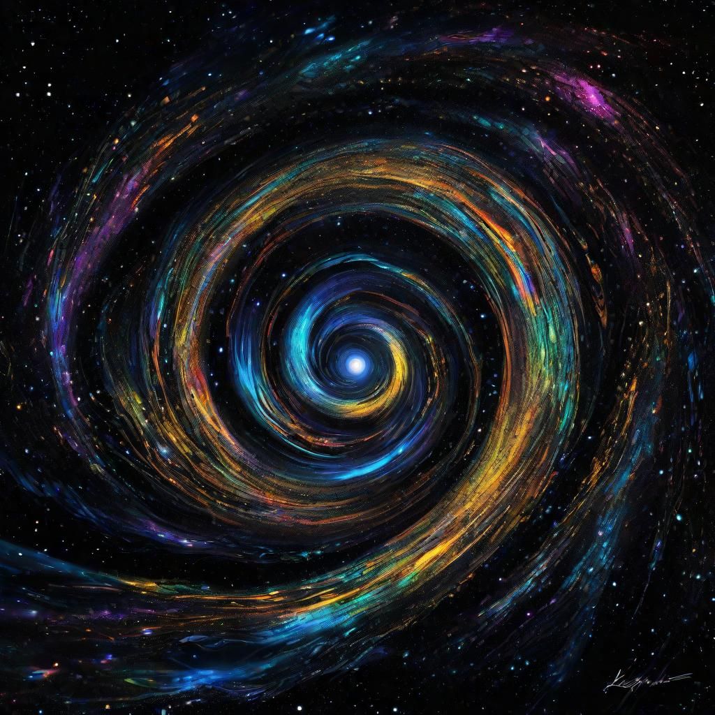 Cosmic Black Art with Iridescent Tendrils