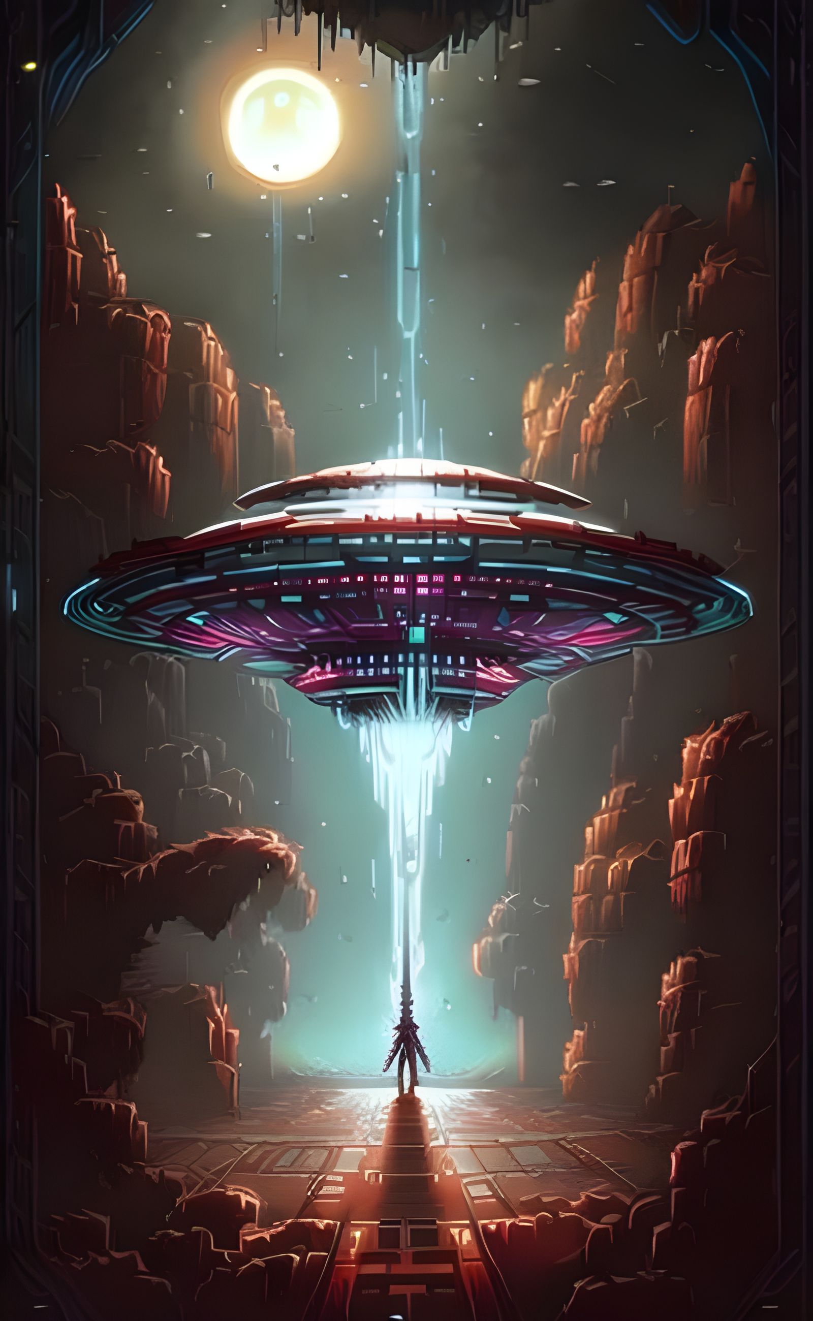 Alien Abduction Cutscene in Hyperdetailed Digital Art