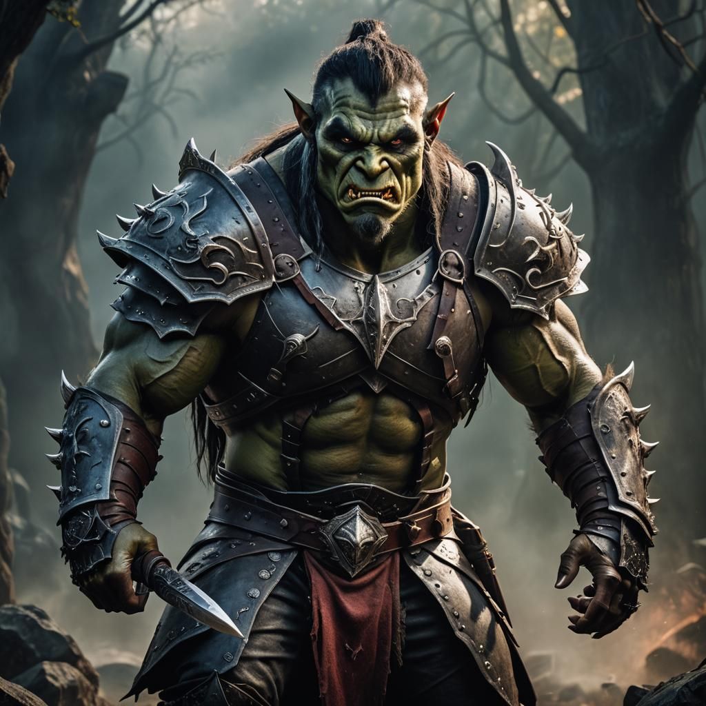 Orc and Drow Hybrid Portrait in Hyperrealism