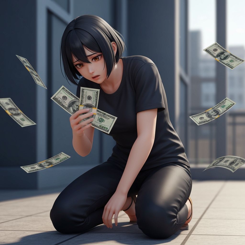 Woman Fails to Grasp Flying Money