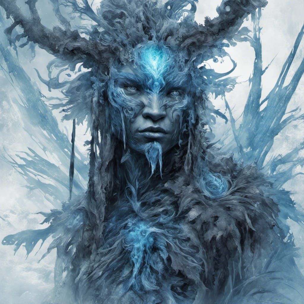 Icy Chenoo: Native American Ice Spirit in Digital Art