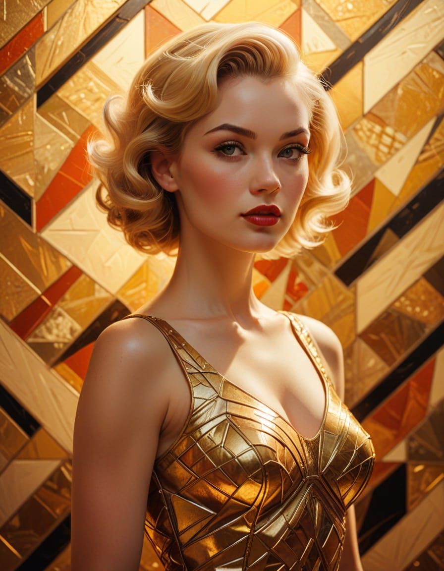 1950s Pin-Up in Cubist Pop Art Style