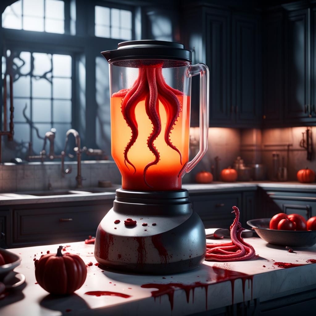 Haunted Blender with Tentacles: 3D Cinematic Render