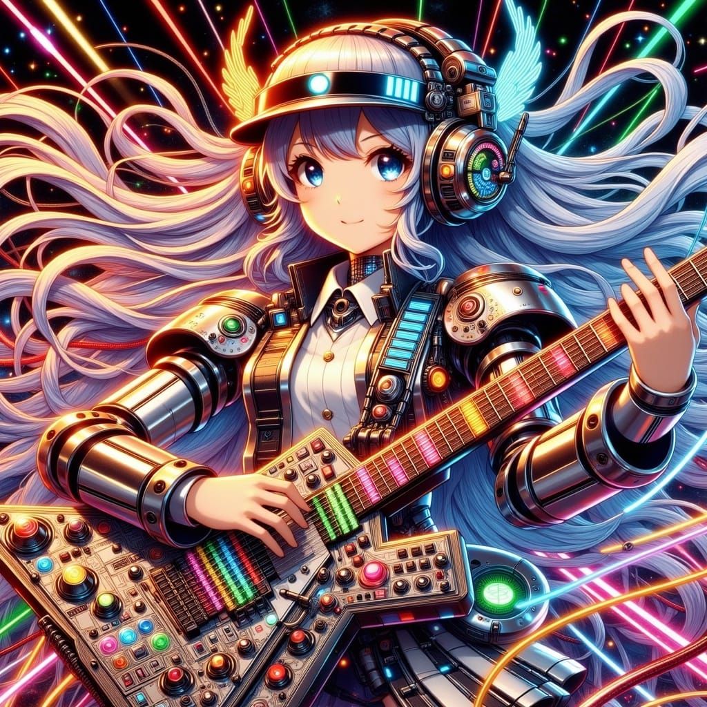 Cybernetic Pilot in Retro-Futuristic Anime Artwork