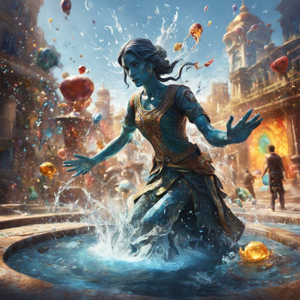 Hyperrealistic Fountain of Meaning in Vibrant Colors