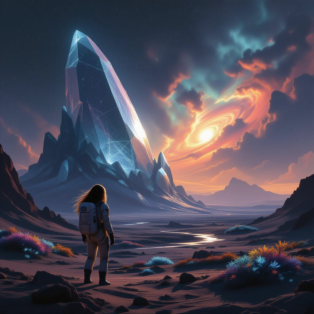 Astronaut Discovers Crystal Structure on Alien Planet