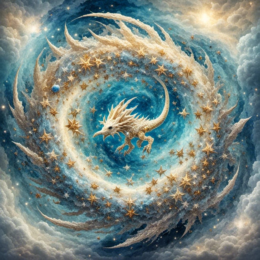 Celestial Star Dragon in Ethereal Style