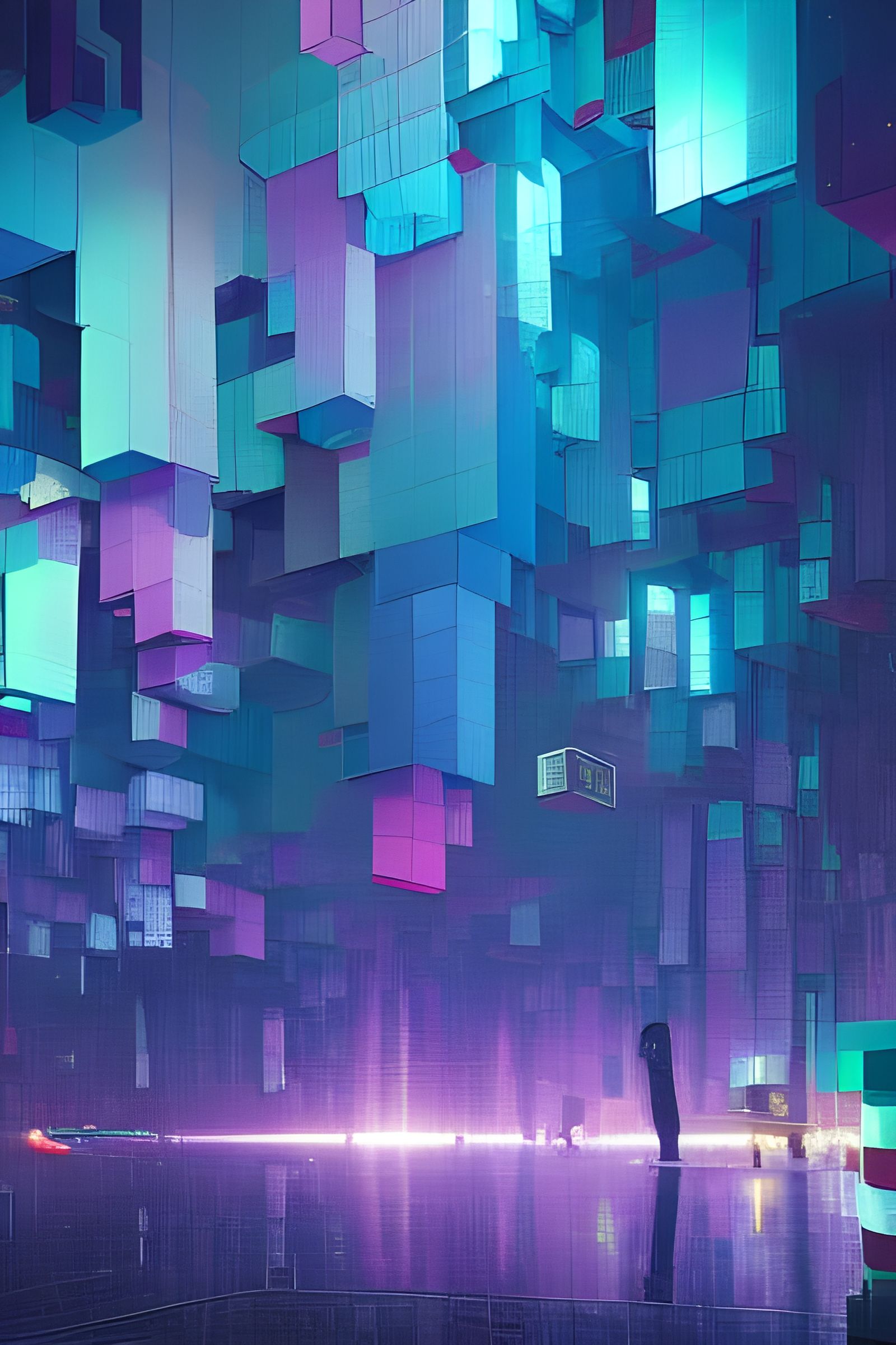 Colorful Geometric Pixelated Cube World