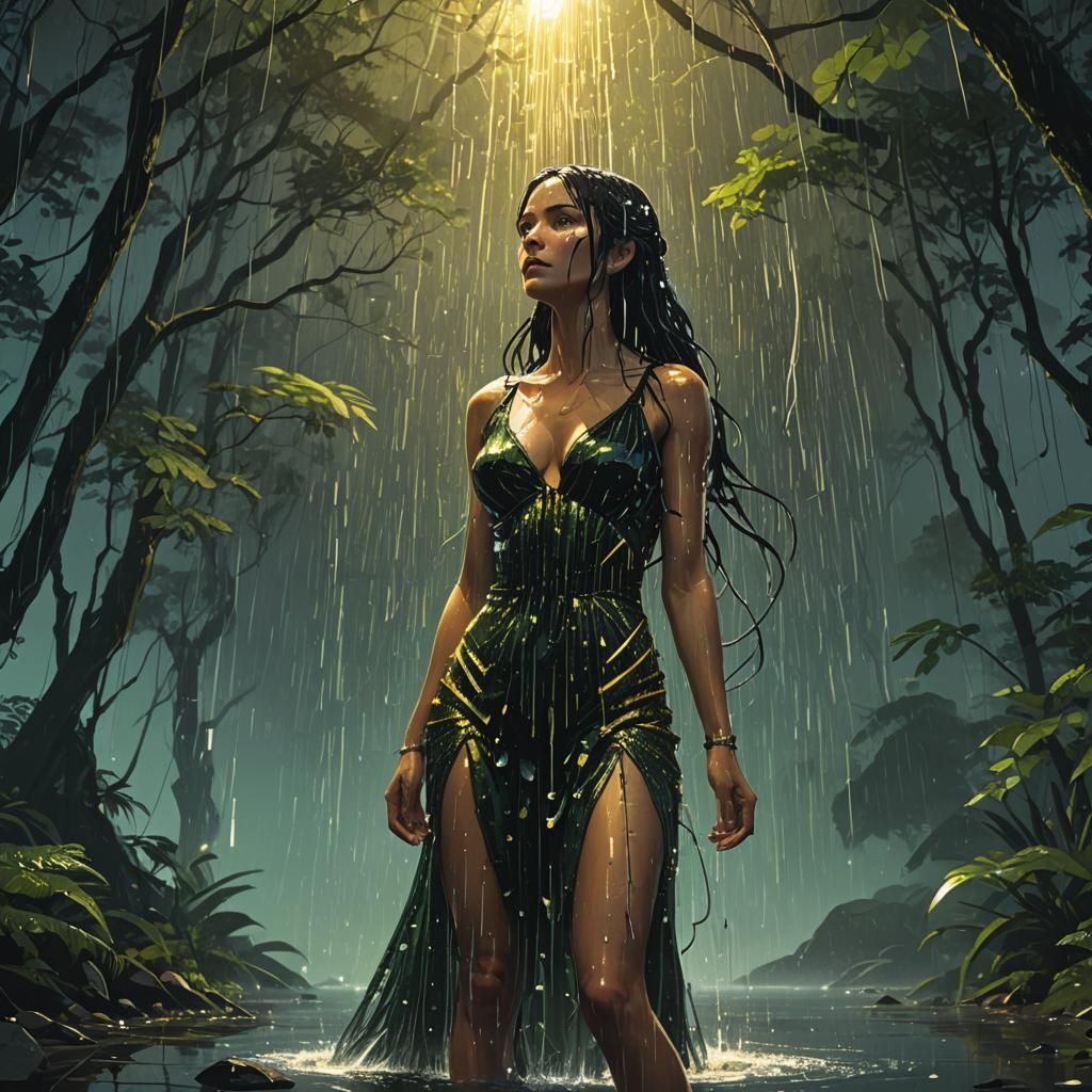 Aphrodite in Rainforest: Hyper-Realistic Digital Art
