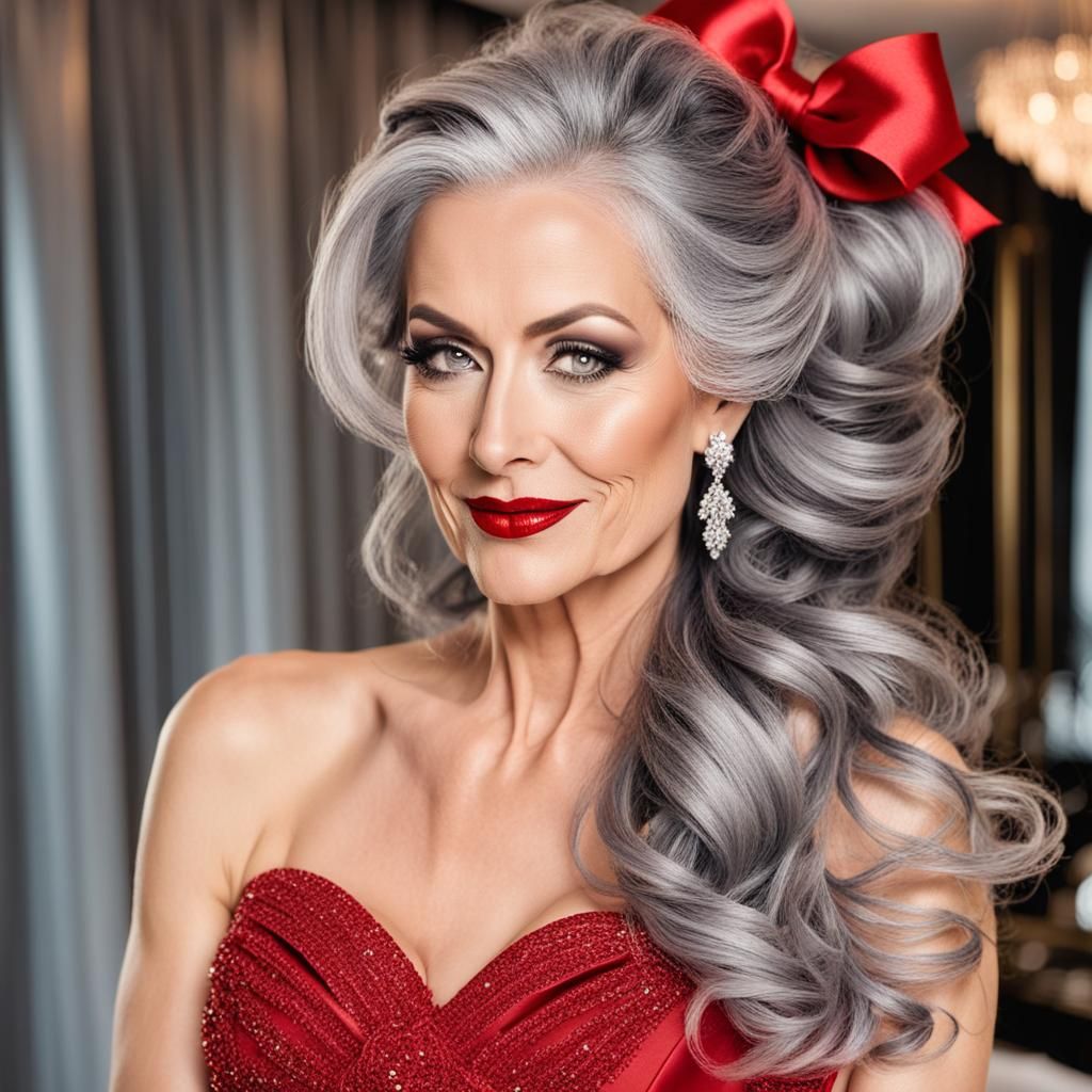 Luxury Woman with Smoky Eyes and Red Dress