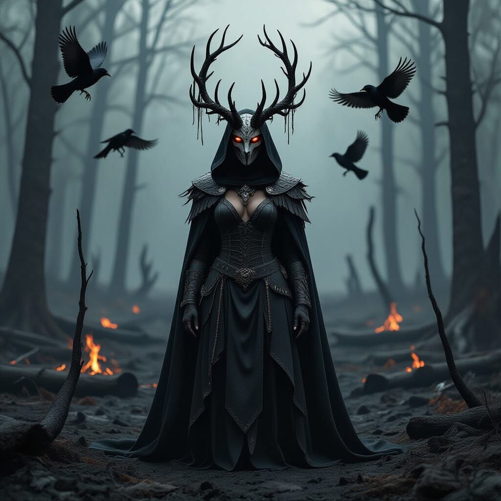 Horned Queen of Scorched Forest: Hyperreal Earthbound Horror
