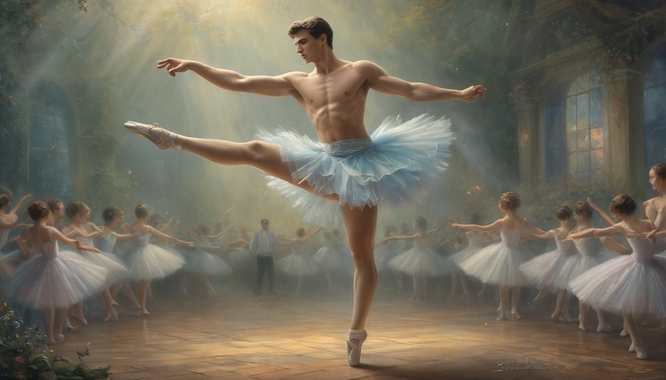 Ethereal Portrait of Male Ballet Dancer in Mist