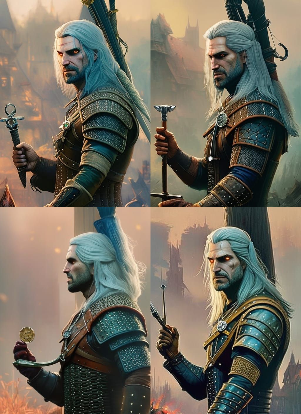 Whimsical Witcher Crayon Caricature in Hyperrealism Style