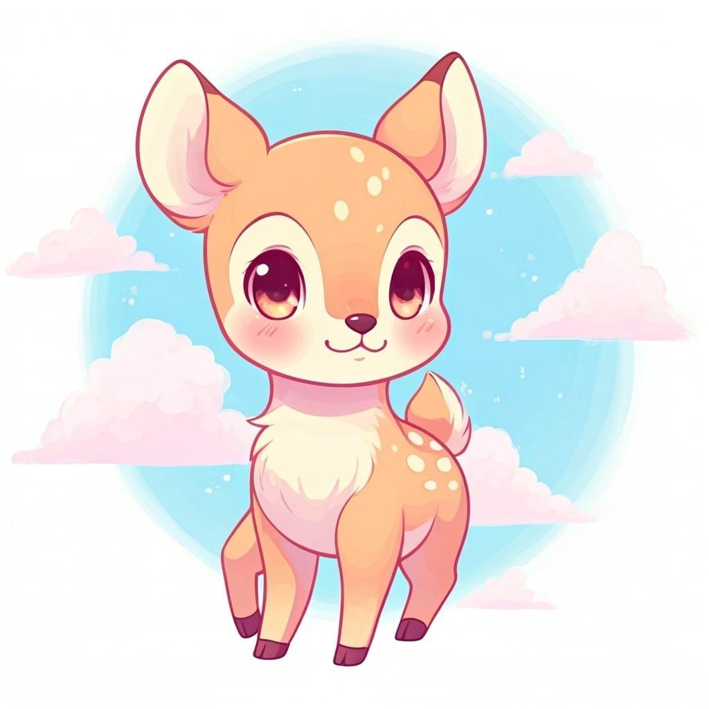 Whimsical Chibi Deer in Pastel Hues