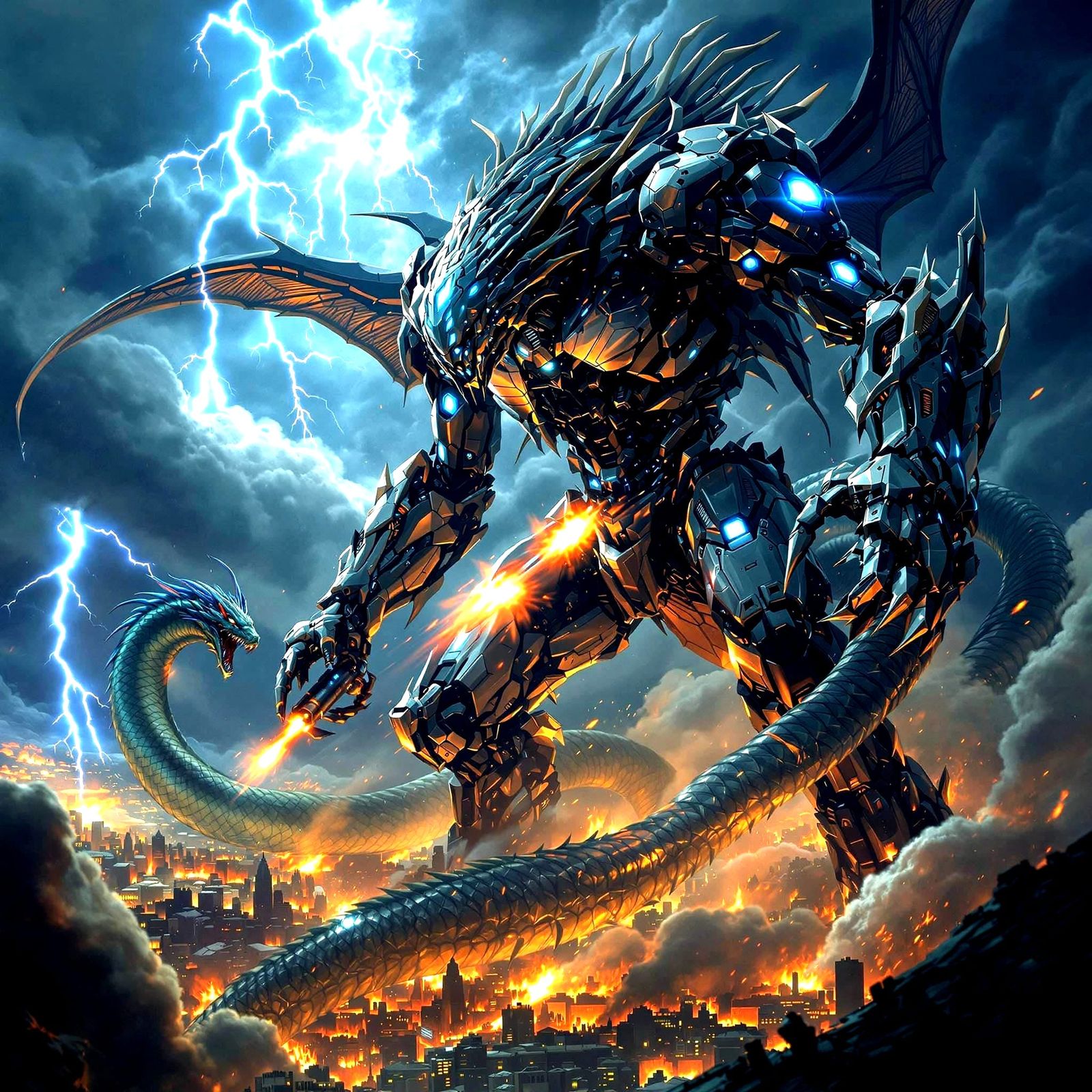 Epic Sky Battle: Mech-Titan vs Alien Leviathan
