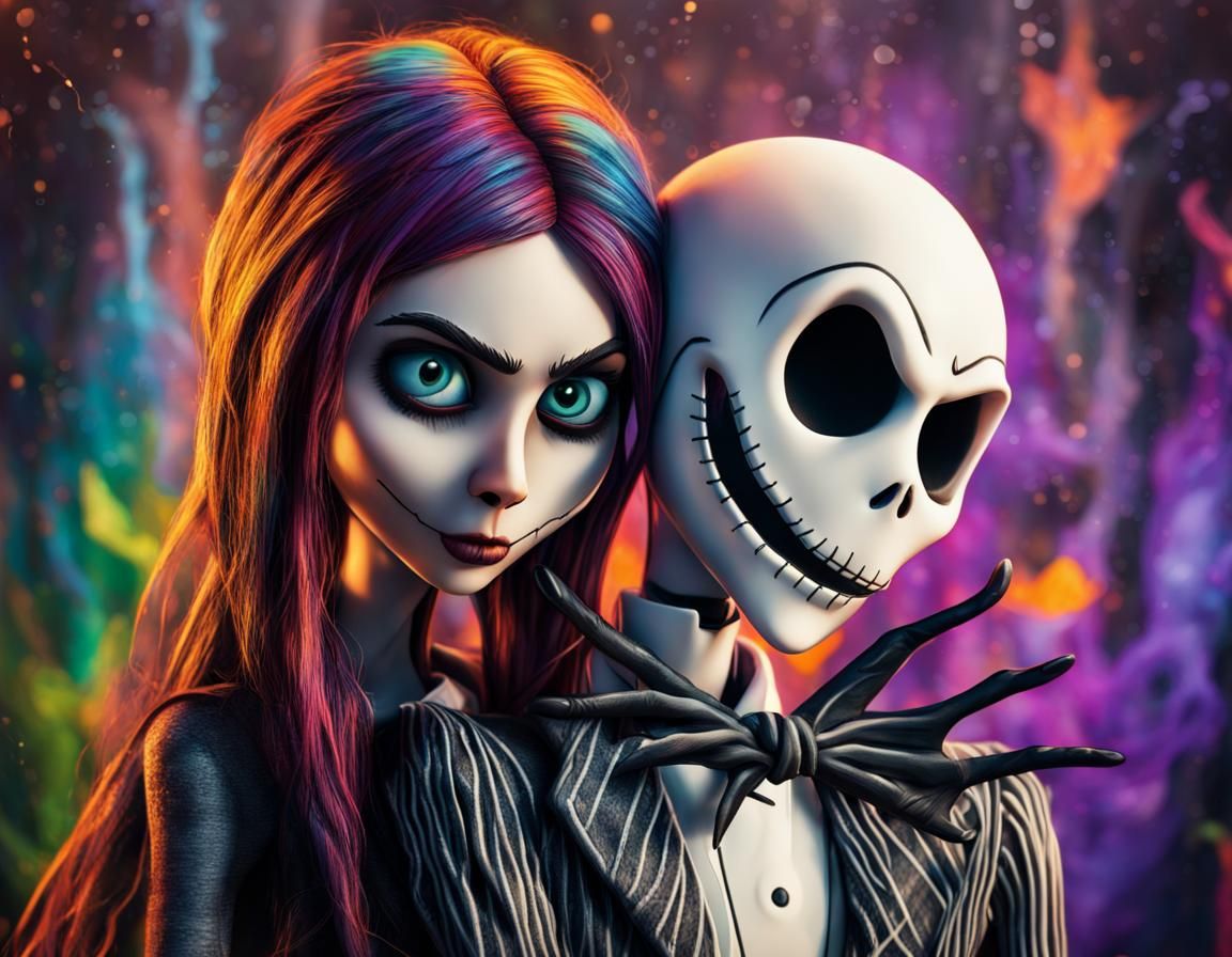 Jack Skellington and Sally: Hyperrealistic Concept Art