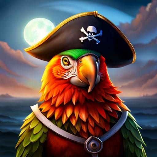 Scary Pirate Parrot Concept Art in 8k