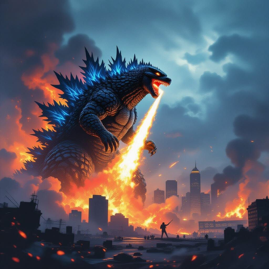 Godzilla's Radioactive Fury on a Crumbling Earth