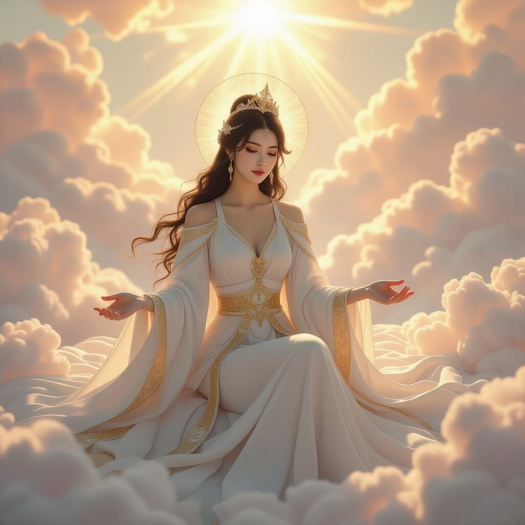 Lotus Queen Serene in Celestial Clouds