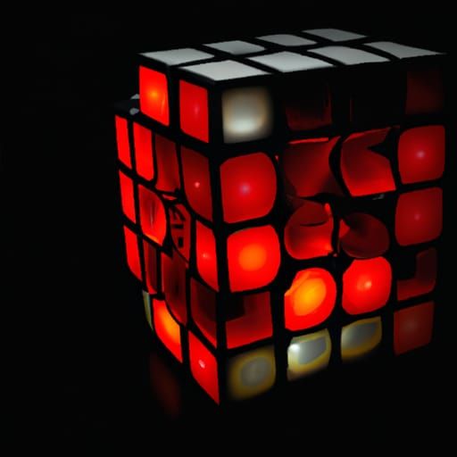 High Tech Rubik's Cube Glowing Red