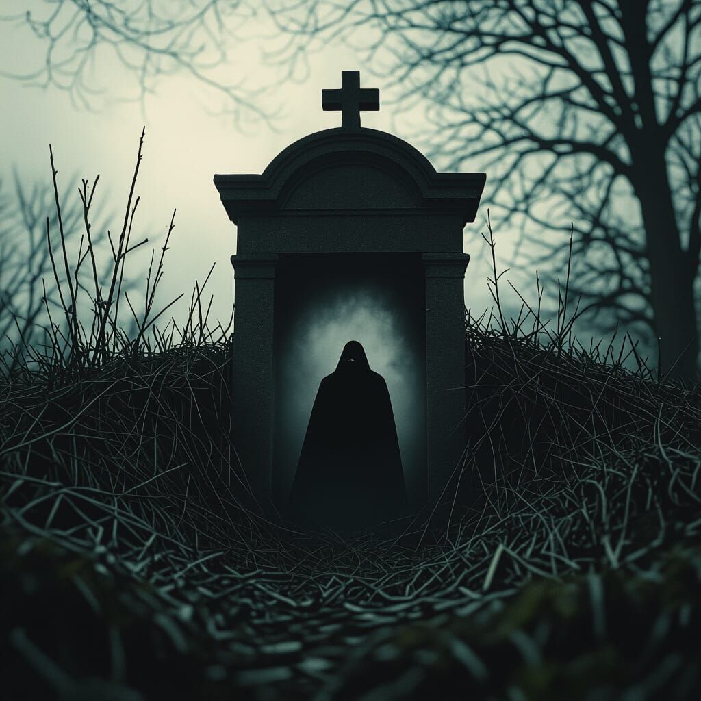 Ominous Darkness Emerges from Grave in Cinematic Style