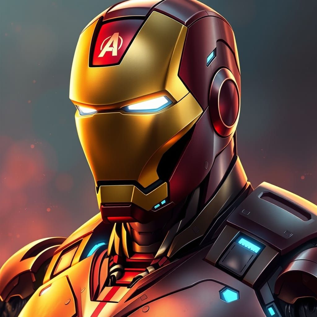 Hyperrealistic Iron Man in Futuristic Glow