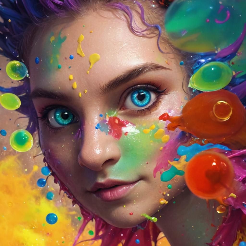 Colorful Dragon with Bubbly Eyes Fantasy Art