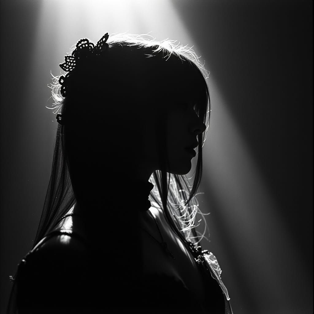 Goth Art Figure Captured in Dramatic Black and White Photogr...