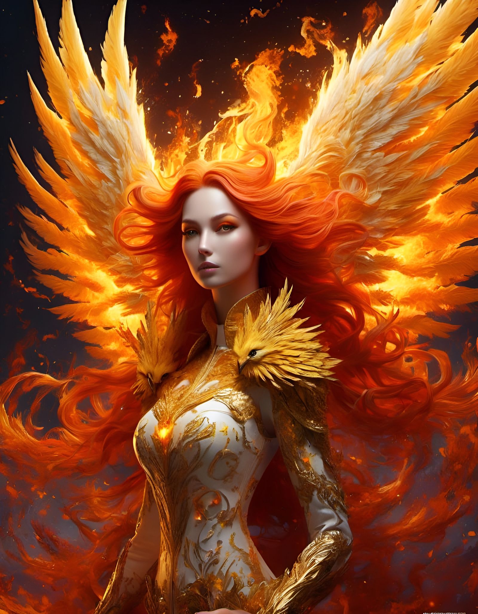 Moltres Pokemon Girl in Digital Art Style