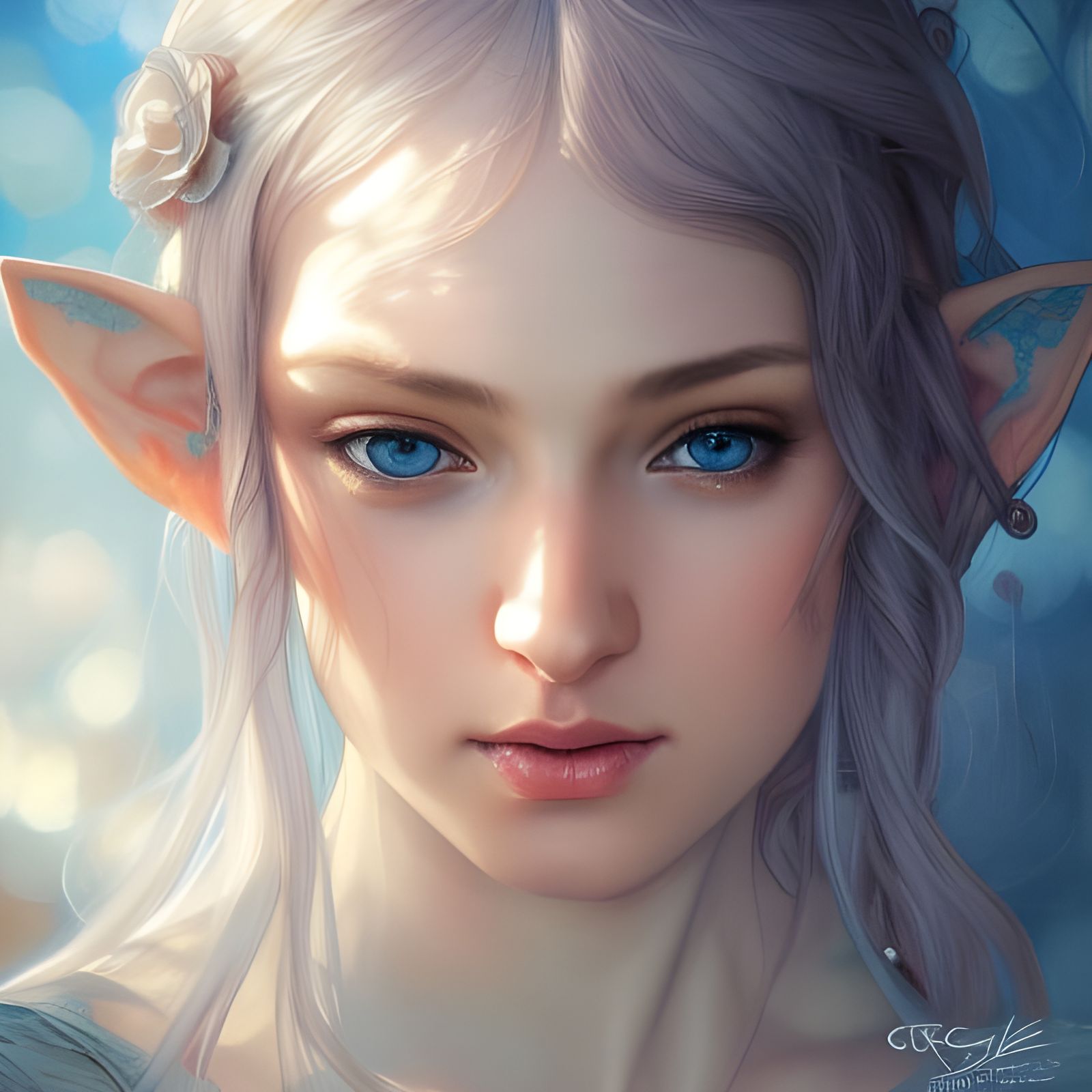 Beautiful Elf Portrait in Hyperdetailed Style