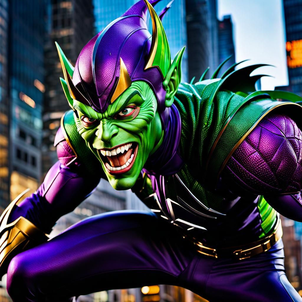 Green Goblin Battles in the City: Conceptual Splash Art