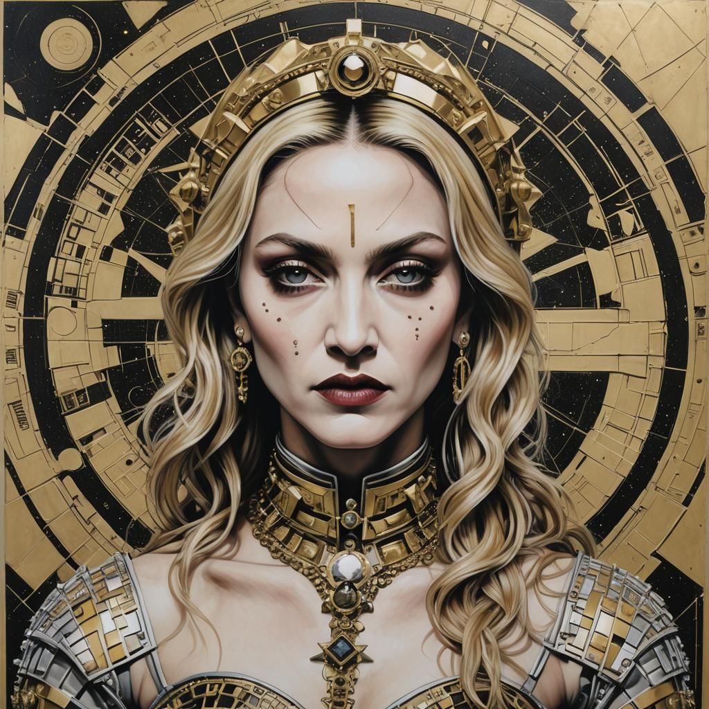 Madonna Punk Rock Portrait in Mixed Media