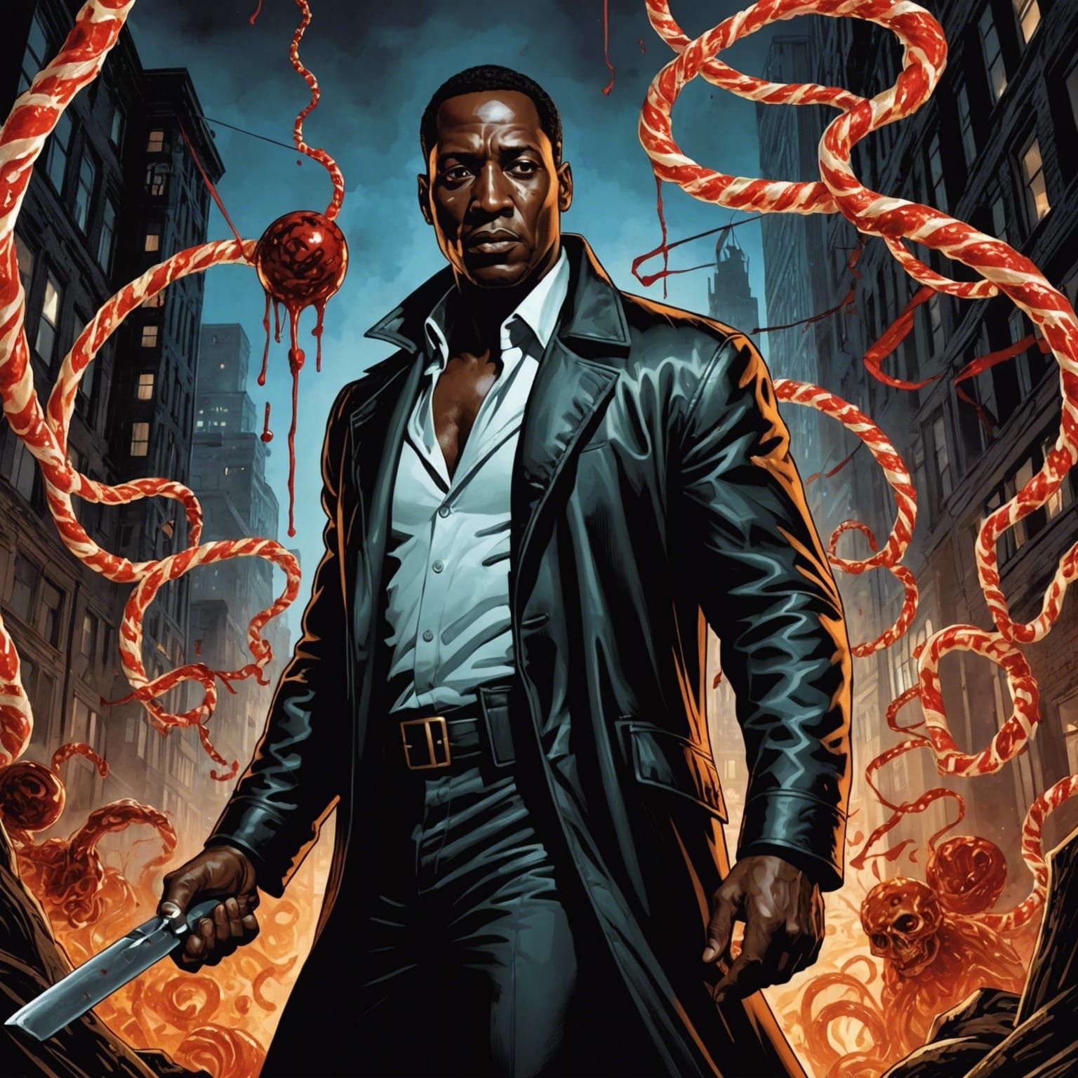 Terrifying Candyman in Comic Book Art Style