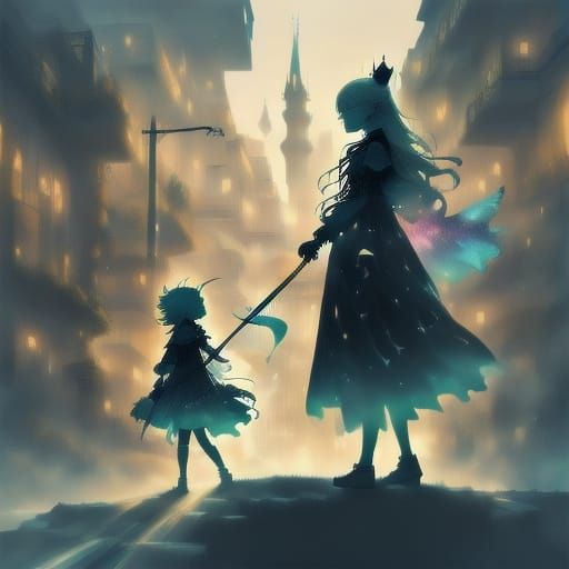 City Streets at Night with Dramatic Lighting and Neon Signs