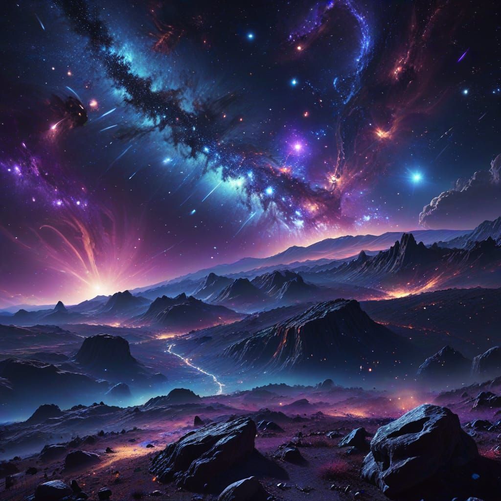 Night Sky Panorama with Vibrant Constellations