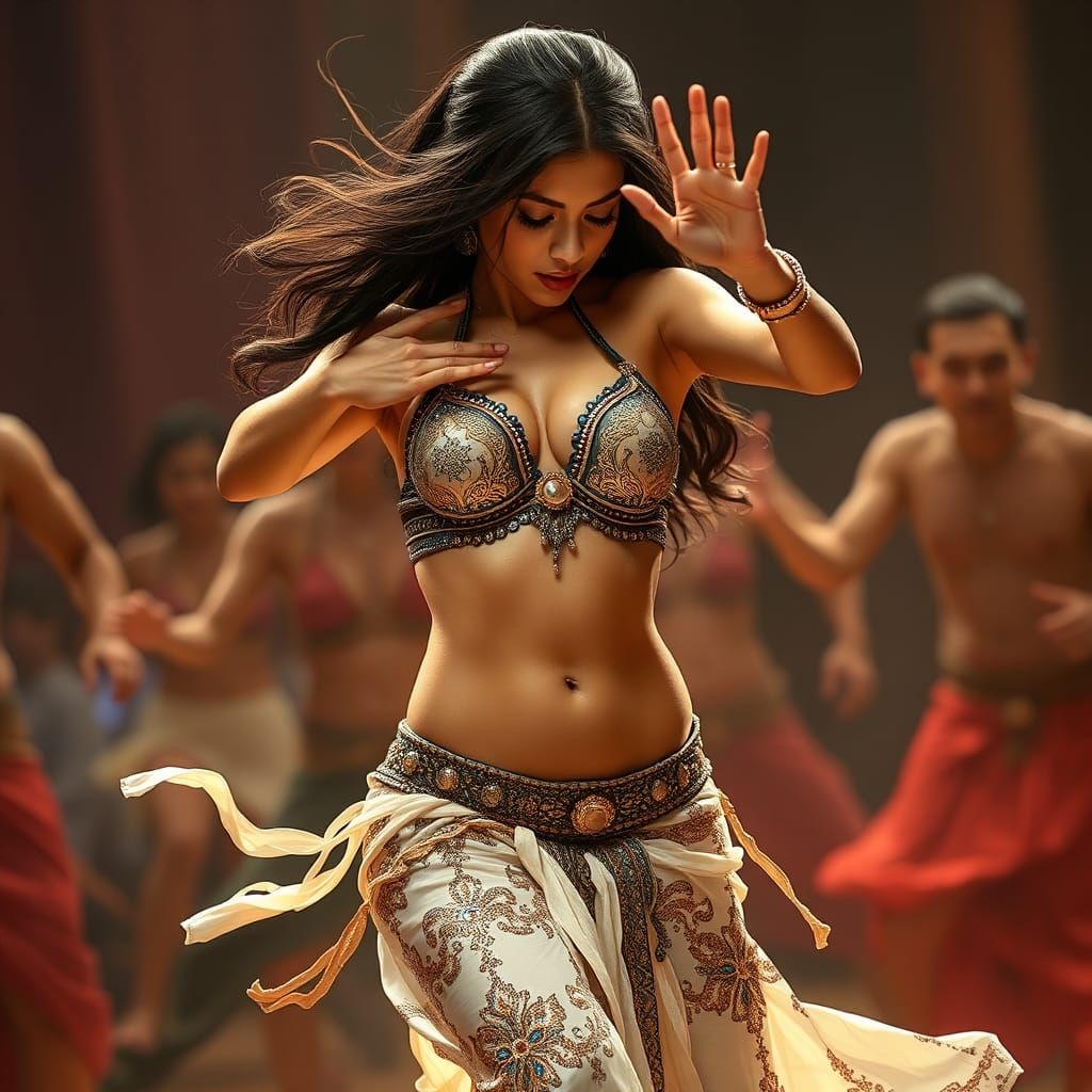 Mesmerizing Belly Dancer's High-Energy Dance Battle