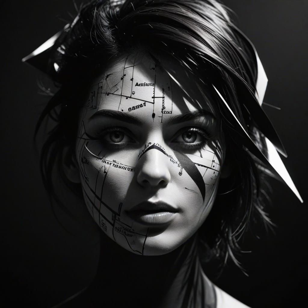 Surreal Ace of Spades in Woodcut Style