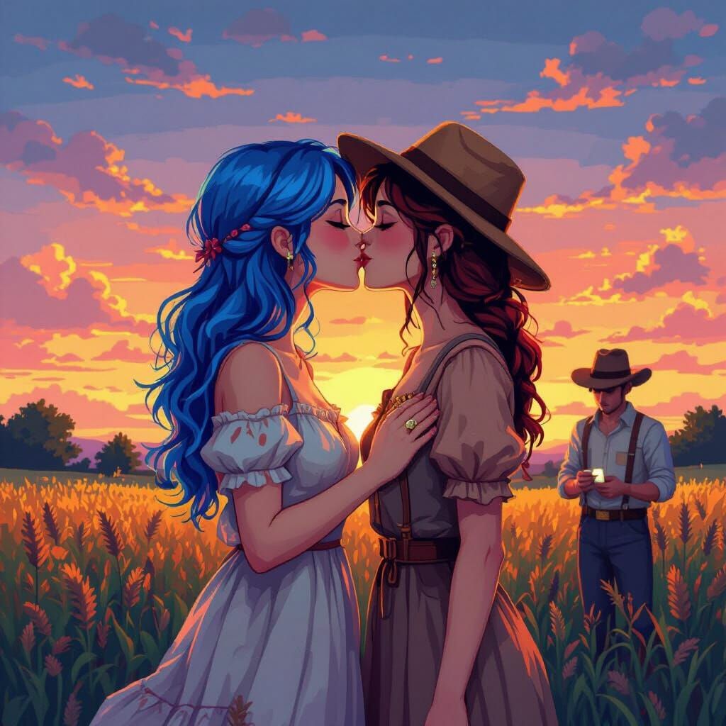 Romantic Stardew Valley Pixel Art: Emily's Kiss