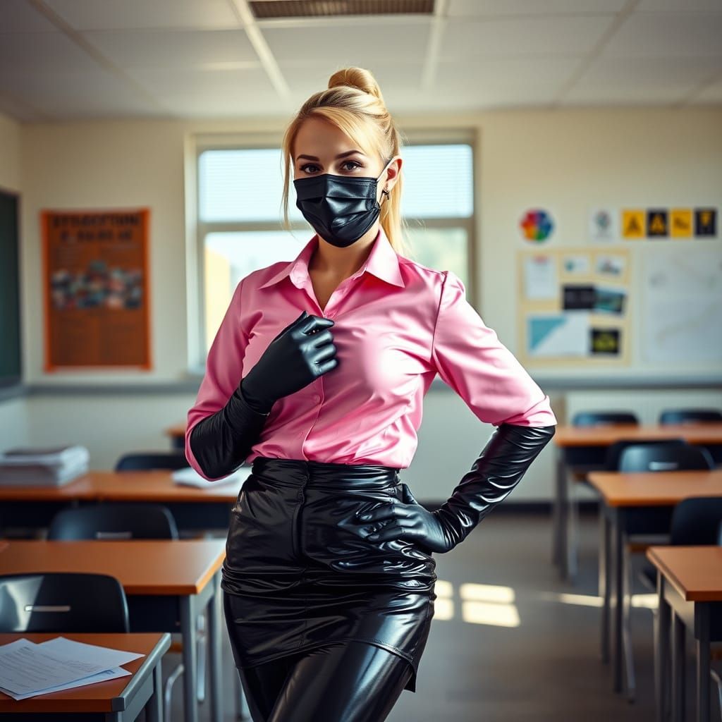 Futuristic Professor in a High-Tech Classroom