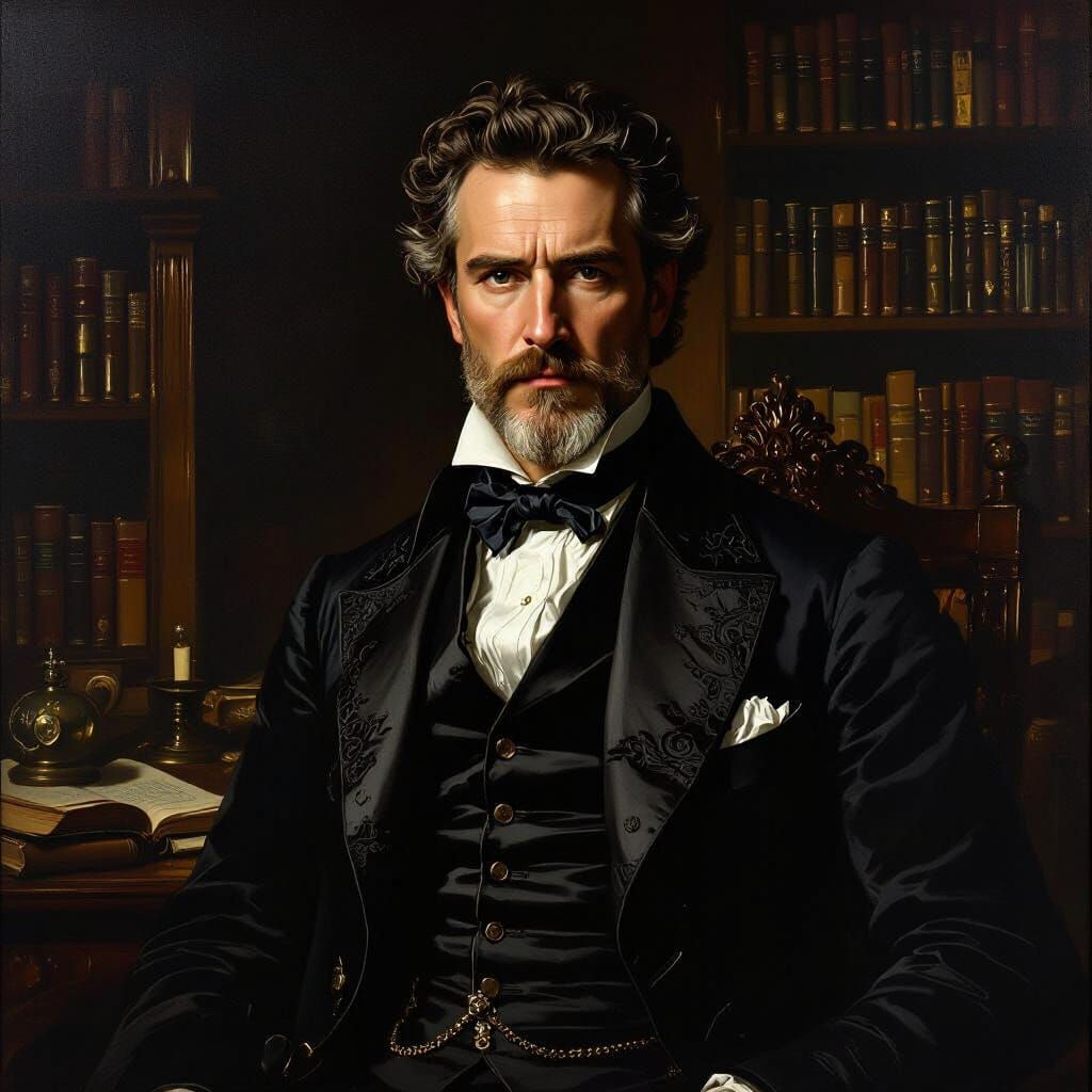 Francis Bayard Victorian Portrait in Dramatic Old Master Sty...