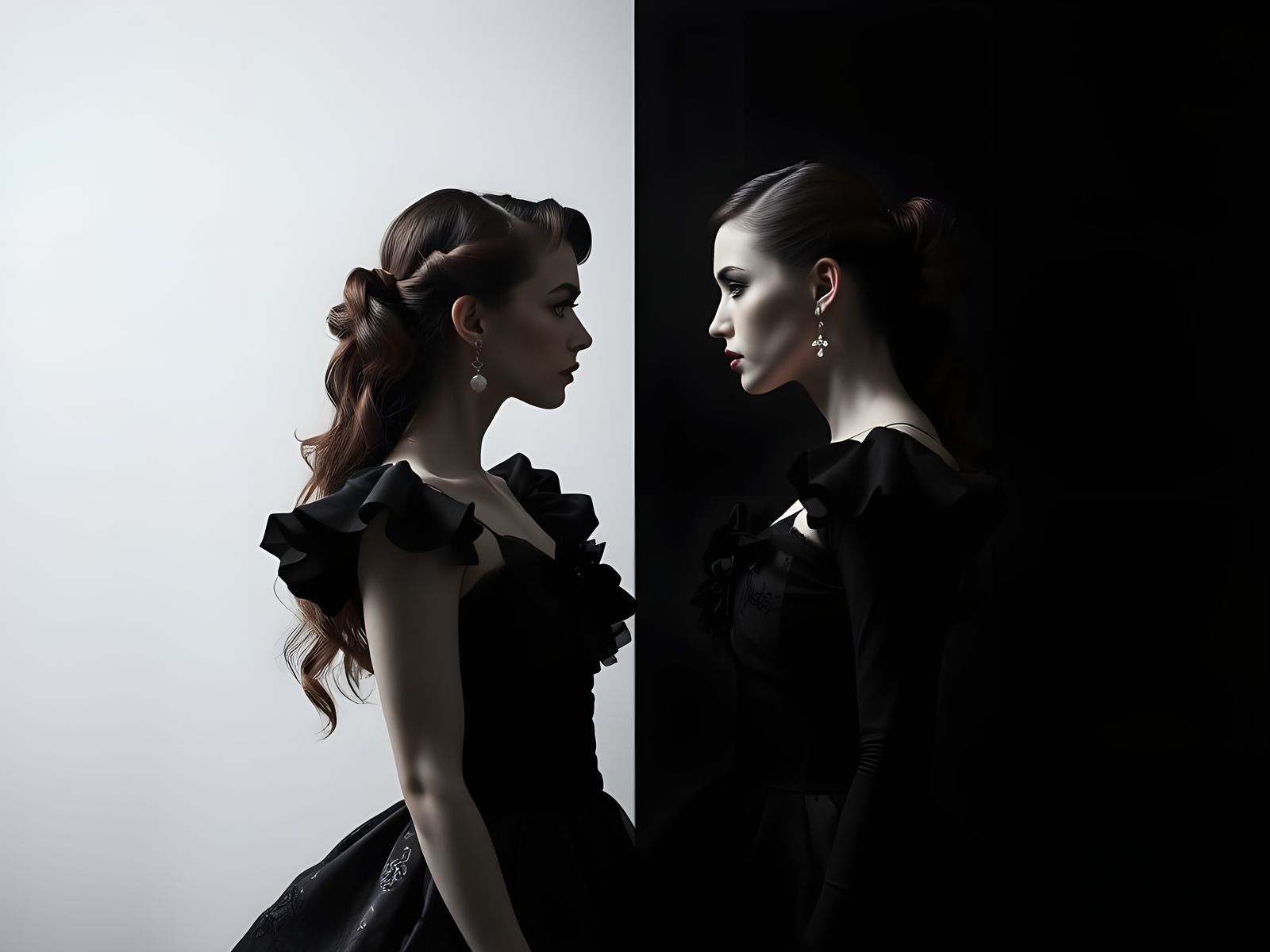 Rococo Women in Black and White Hateful Standoff