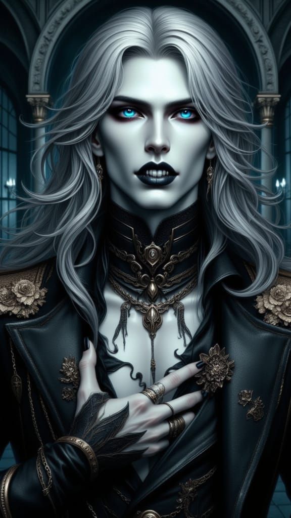 Hyper-Realistic Vampire Portrait with Vein Markings