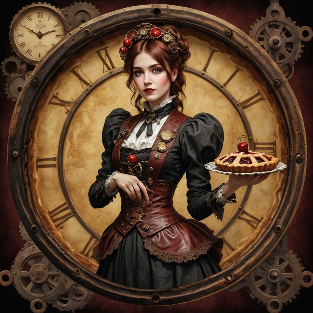 Steampunk Woman with Cherry Pie Creation