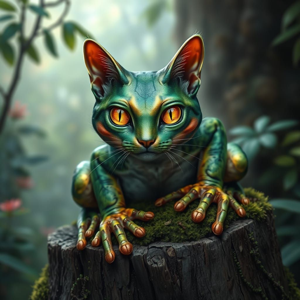 Feline Amphibian Hybrid in Fantastical Realism