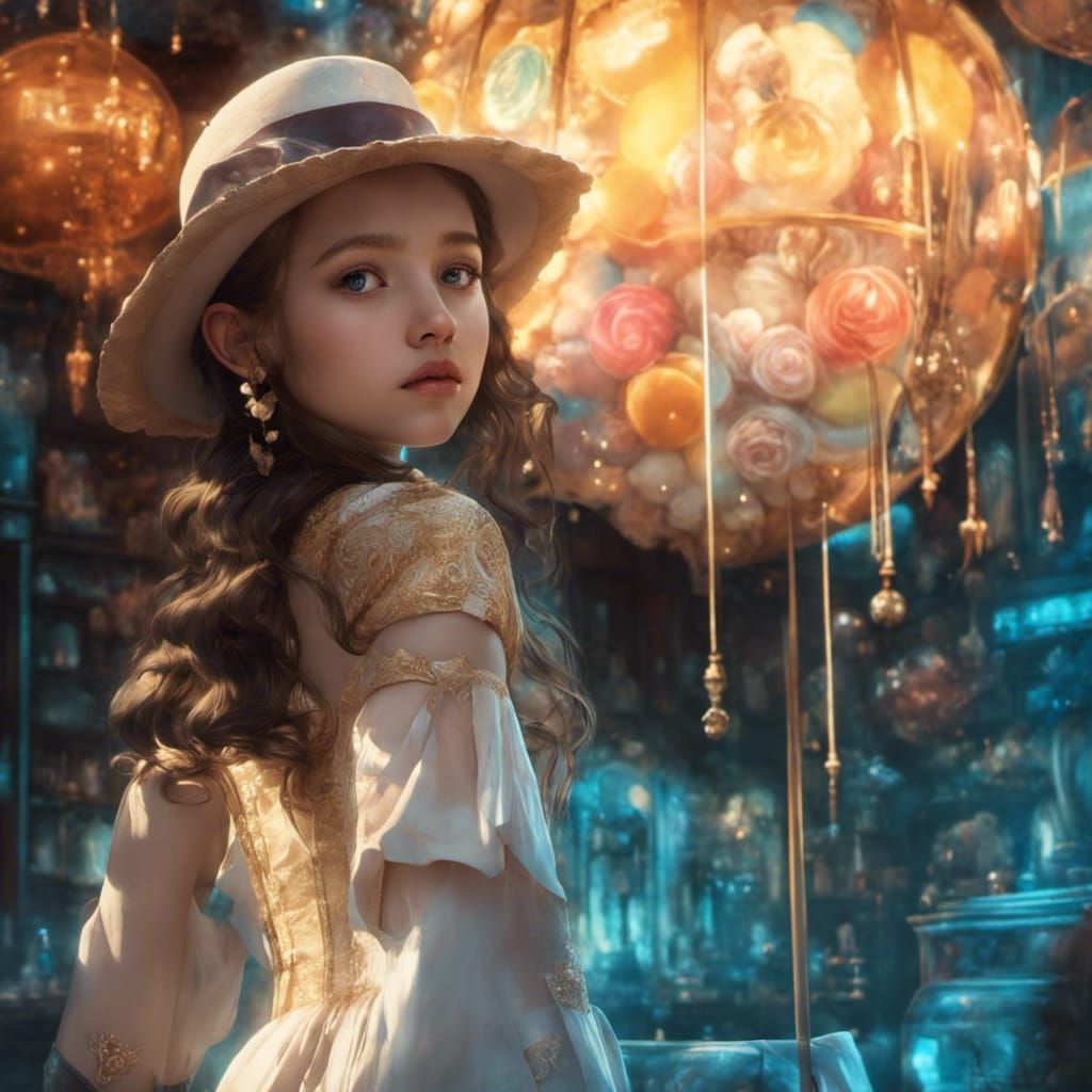 Girl in a vintage flower shop