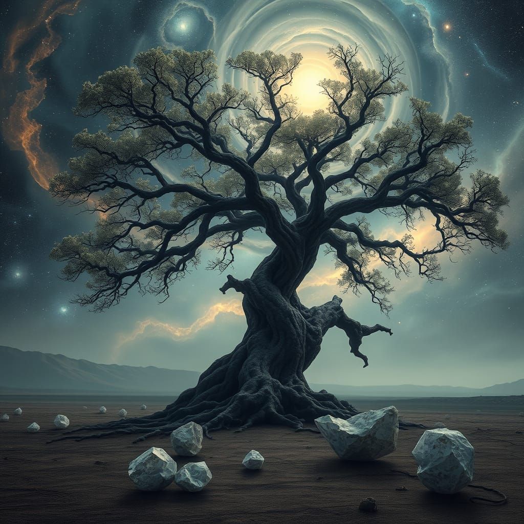 Ancient Cosmic Tree on Desolate Plain