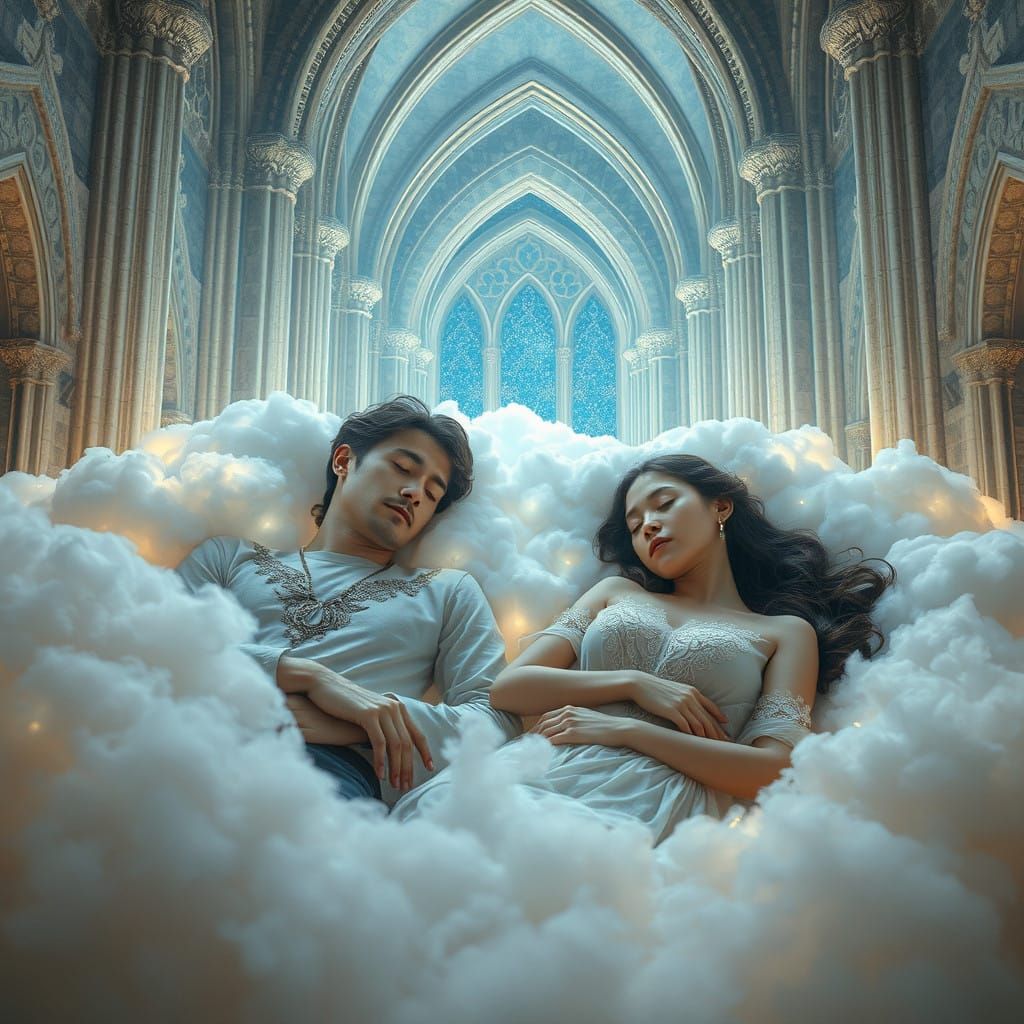 Surrealistic Cloud Cathedral in Ethereal Dreamscapes